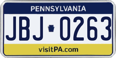 PA license plate JBJ0263