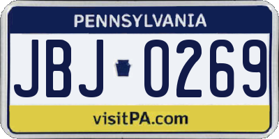PA license plate JBJ0269