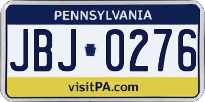 PA license plate JBJ0276