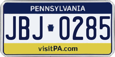 PA license plate JBJ0285
