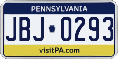 PA license plate JBJ0293
