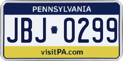 PA license plate JBJ0299