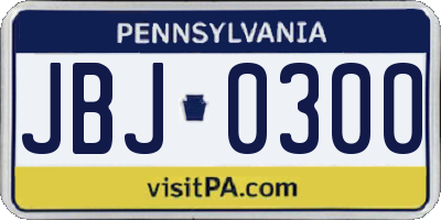 PA license plate JBJ0300