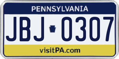 PA license plate JBJ0307