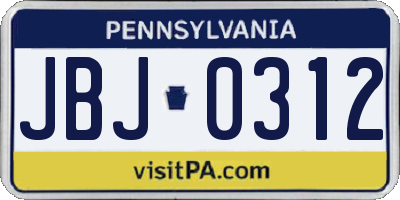 PA license plate JBJ0312
