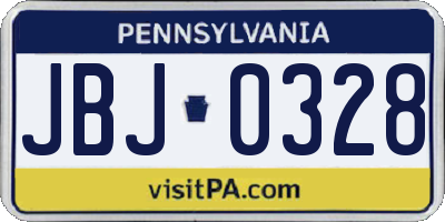 PA license plate JBJ0328