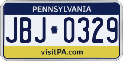 PA license plate JBJ0329