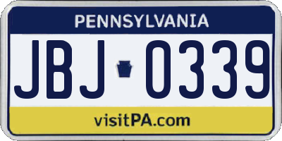 PA license plate JBJ0339