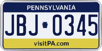 PA license plate JBJ0345