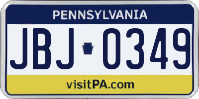 PA license plate JBJ0349