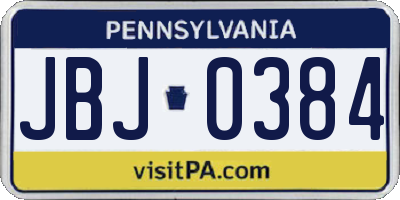 PA license plate JBJ0384