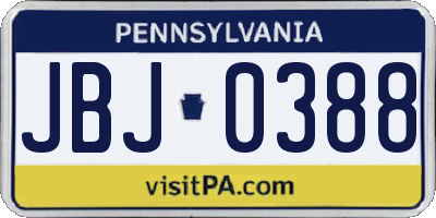PA license plate JBJ0388