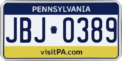 PA license plate JBJ0389