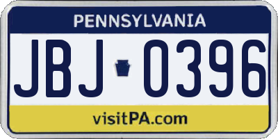 PA license plate JBJ0396