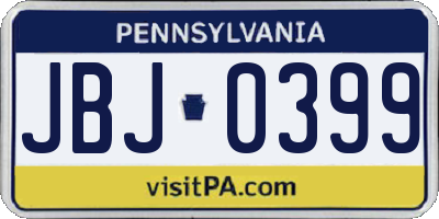 PA license plate JBJ0399