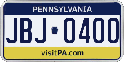 PA license plate JBJ0400