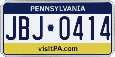 PA license plate JBJ0414