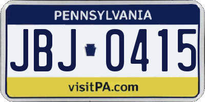 PA license plate JBJ0415