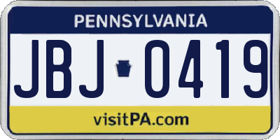 PA license plate JBJ0419