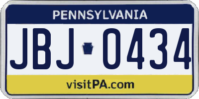 PA license plate JBJ0434