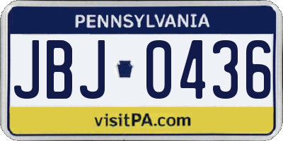 PA license plate JBJ0436