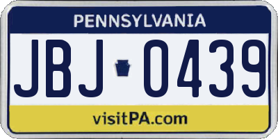 PA license plate JBJ0439