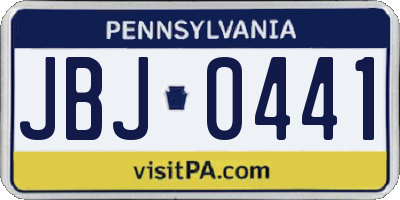 PA license plate JBJ0441