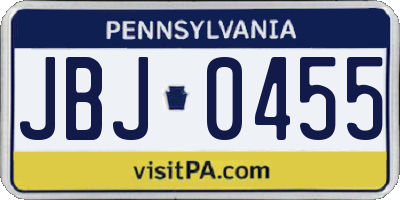 PA license plate JBJ0455