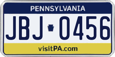 PA license plate JBJ0456