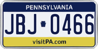 PA license plate JBJ0466