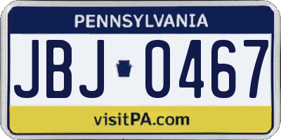 PA license plate JBJ0467