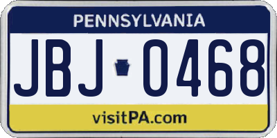 PA license plate JBJ0468
