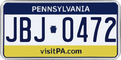 PA license plate JBJ0472