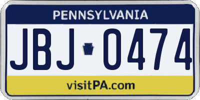PA license plate JBJ0474