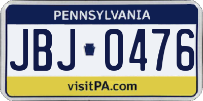PA license plate JBJ0476