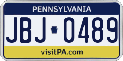 PA license plate JBJ0489