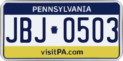 PA license plate JBJ0503