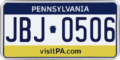 PA license plate JBJ0506
