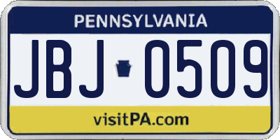PA license plate JBJ0509