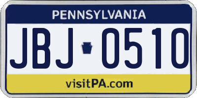 PA license plate JBJ0510