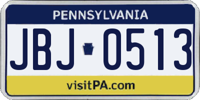 PA license plate JBJ0513