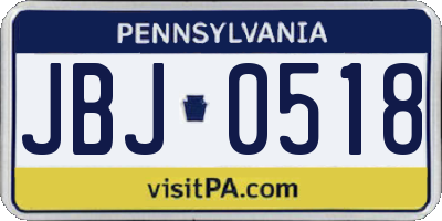 PA license plate JBJ0518