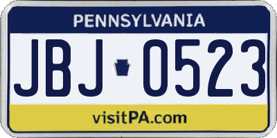 PA license plate JBJ0523