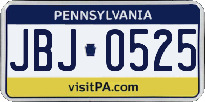 PA license plate JBJ0525