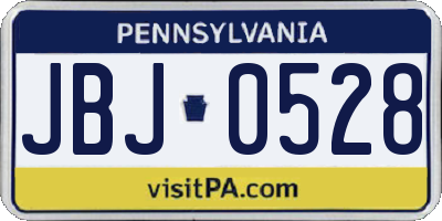 PA license plate JBJ0528