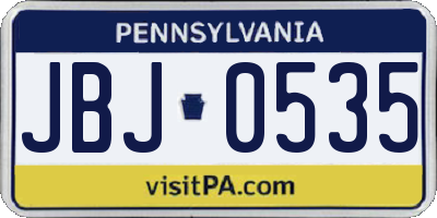 PA license plate JBJ0535