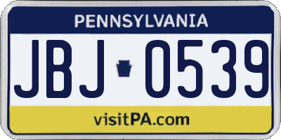 PA license plate JBJ0539