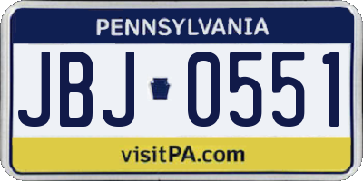 PA license plate JBJ0551
