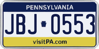 PA license plate JBJ0553