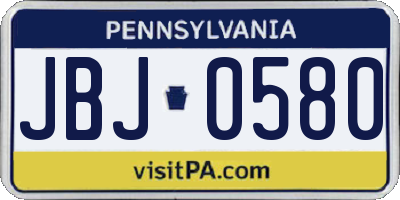 PA license plate JBJ0580